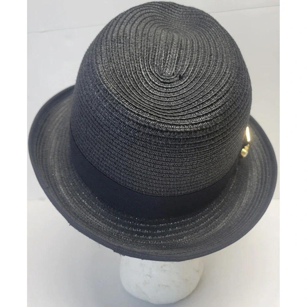 Betmar New York Black Fedora Hat‎ Rhinestone Crystal Accent Style